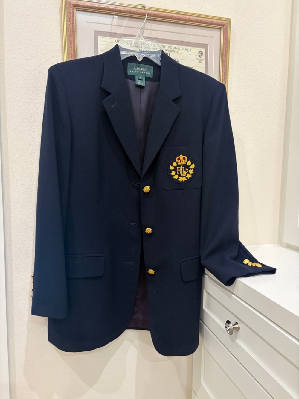 Lauren Ralph Lauren Navy Crest Blazer with Gold Buttons